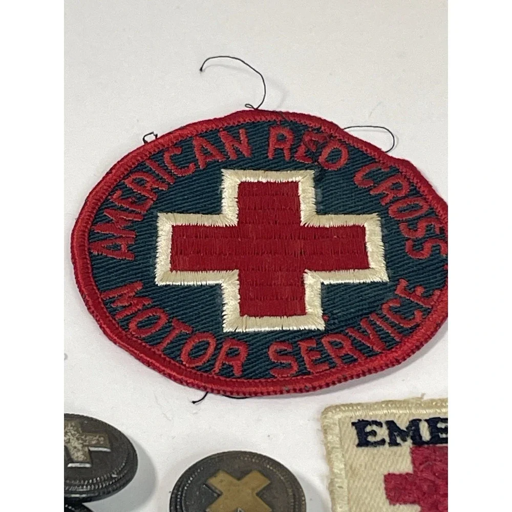 Vintage WWII American Red Cross ARC Motor Service Jacket Patch Buttons Pins